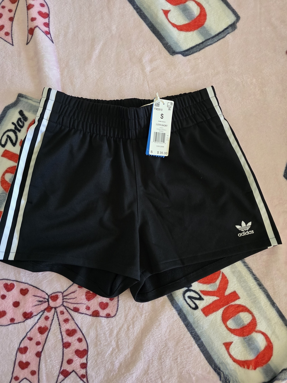 adidas Black Athletic Shorts with White 3-Stripes